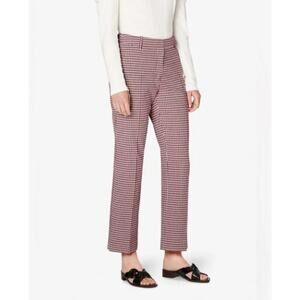 Derek Lam 10 Crosby Check Print Trouser Pant Straight Leg Red White Preppy 8